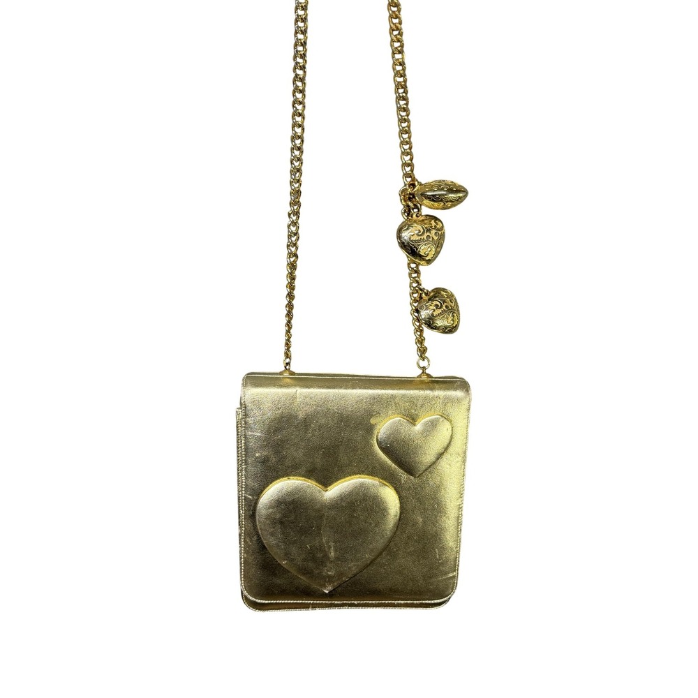 Vtg Carey Adina Gold Heart Crossbody Bag Womens Chain Shoulder Purse Evening